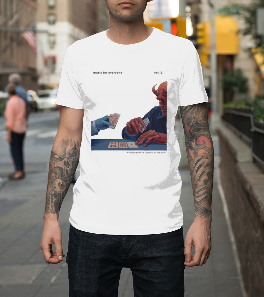 L.S. Dunes Music For Everyone Vol. 2 Satan Card Game Demon Illustration T-Shirt