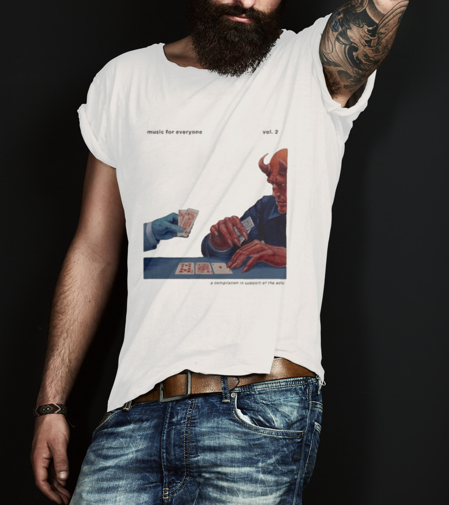 L.S. Dunes Music For Everyone Vol. 2 Satan Card Game Demon Illustration T-Shirt