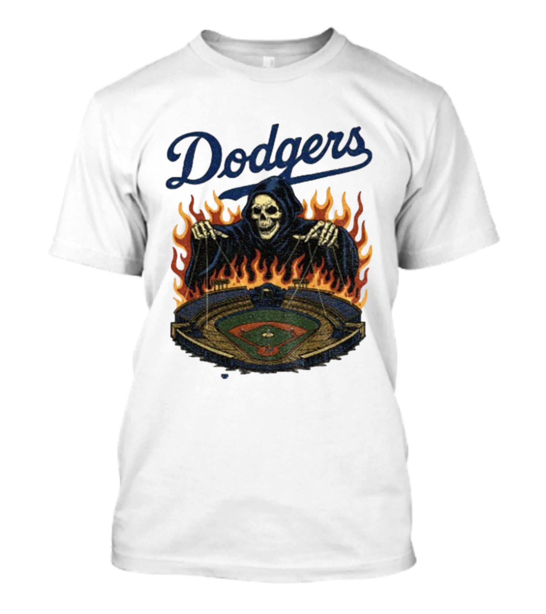 Dodgers Grim Reaper Over Baseball Stadium Fire Swea T-Shirt