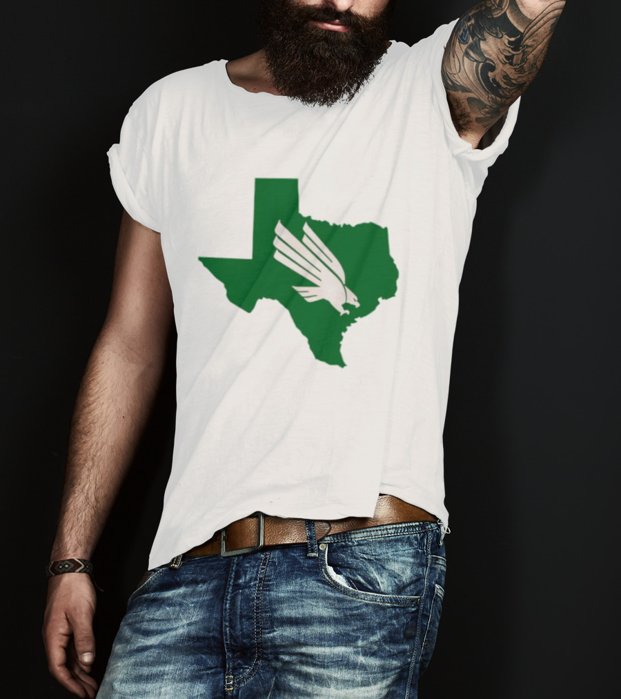 North Texas State Texas Diving Eagle Green Map T-Shirt