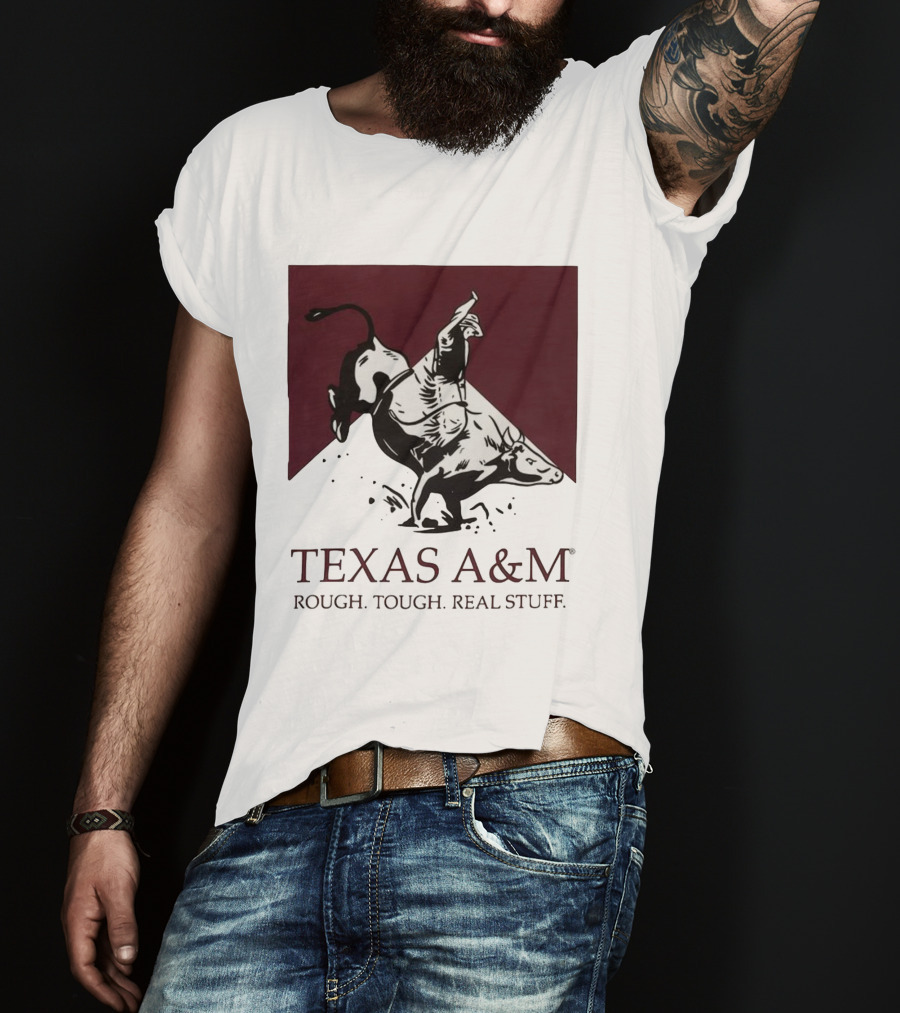 Texas A&M Rough Tough Real Stuff Bull Rider Retro T-Shirt