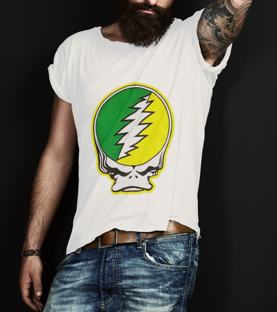 Grateful Ducks Grateful Dead Steal Your Face Green Yellow Bolt 26 T-Shirt