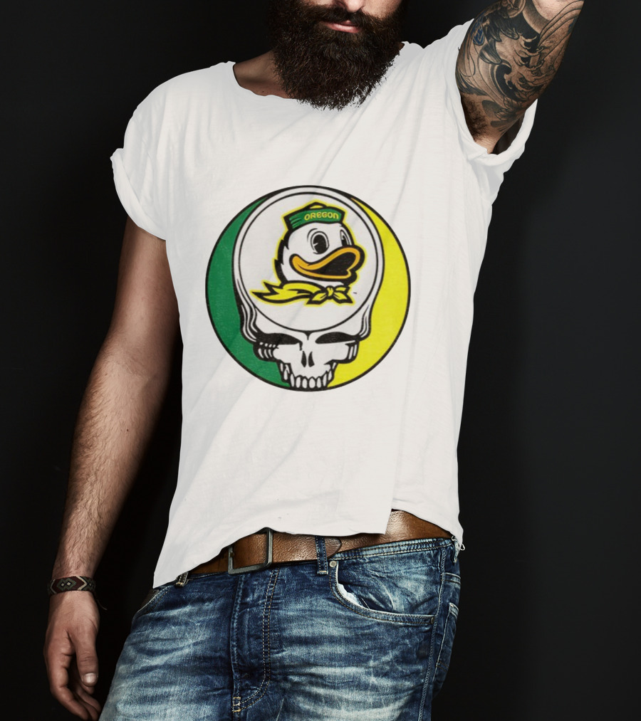 Grateful Ducks Oregon Ducks Grateful Dead Skull Icon Fusion T-Shirt