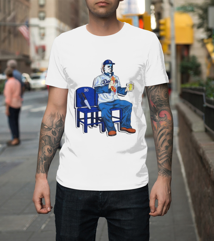Michael Myers Dodgers Dave Roberts Hot Dog Beer MLB 2025 T-Shirt