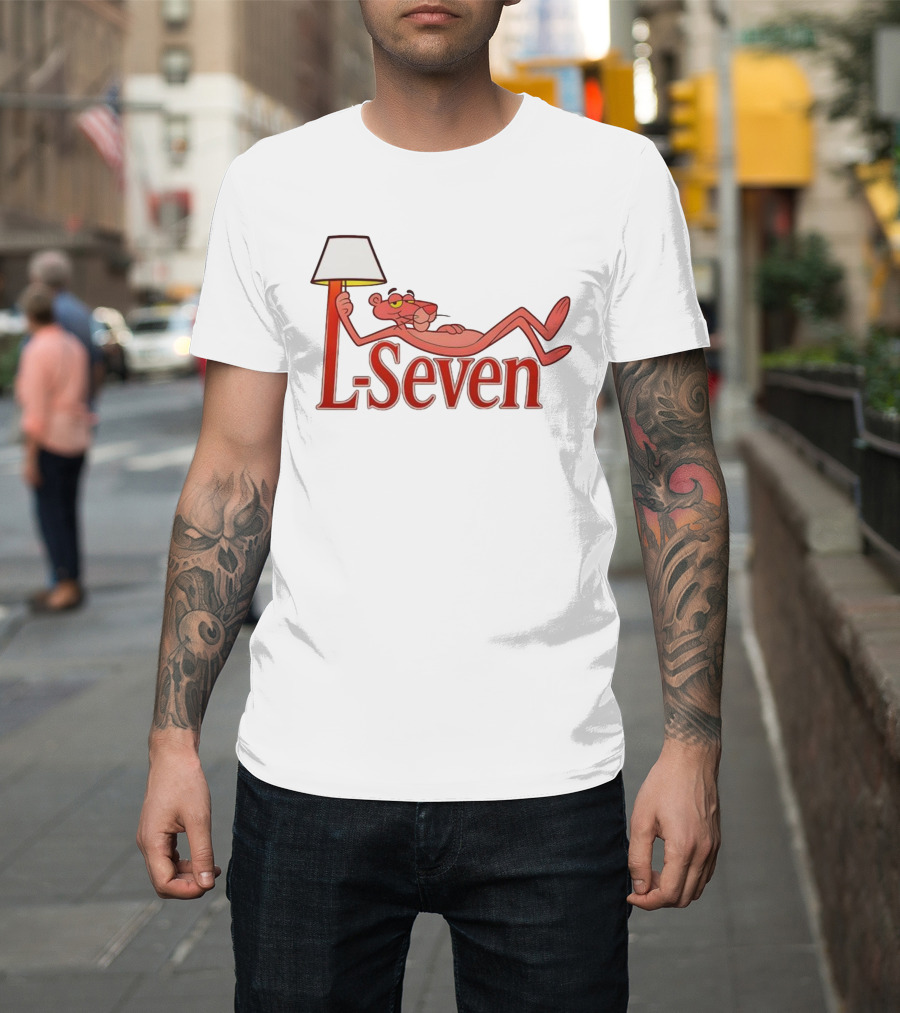 L-Seven Pink Panther Relaxing With Lamp Icon T-Shirt