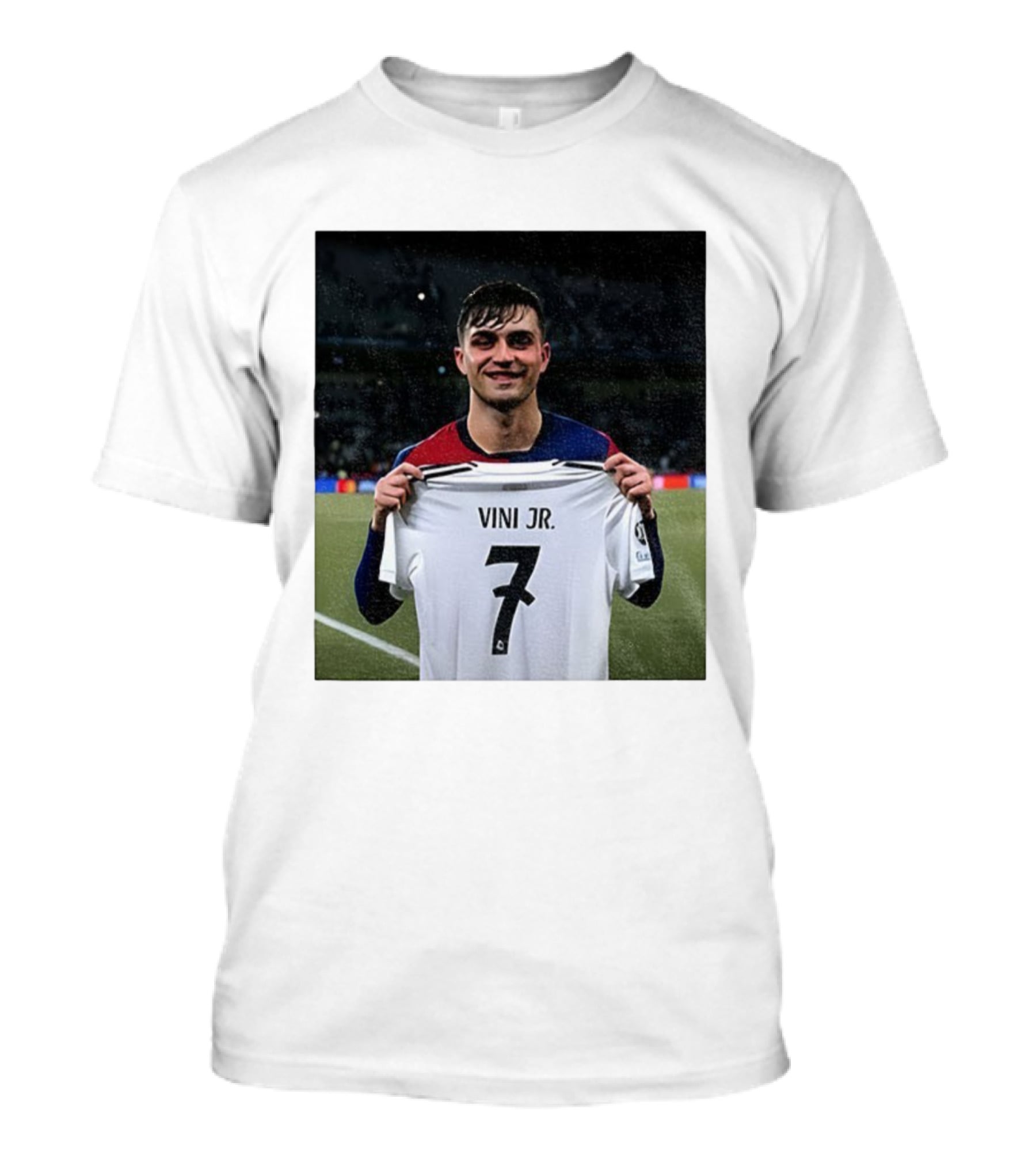Pedri Holding Vini Jr 7 Jersey La Liga Real Madrid T-Shirt