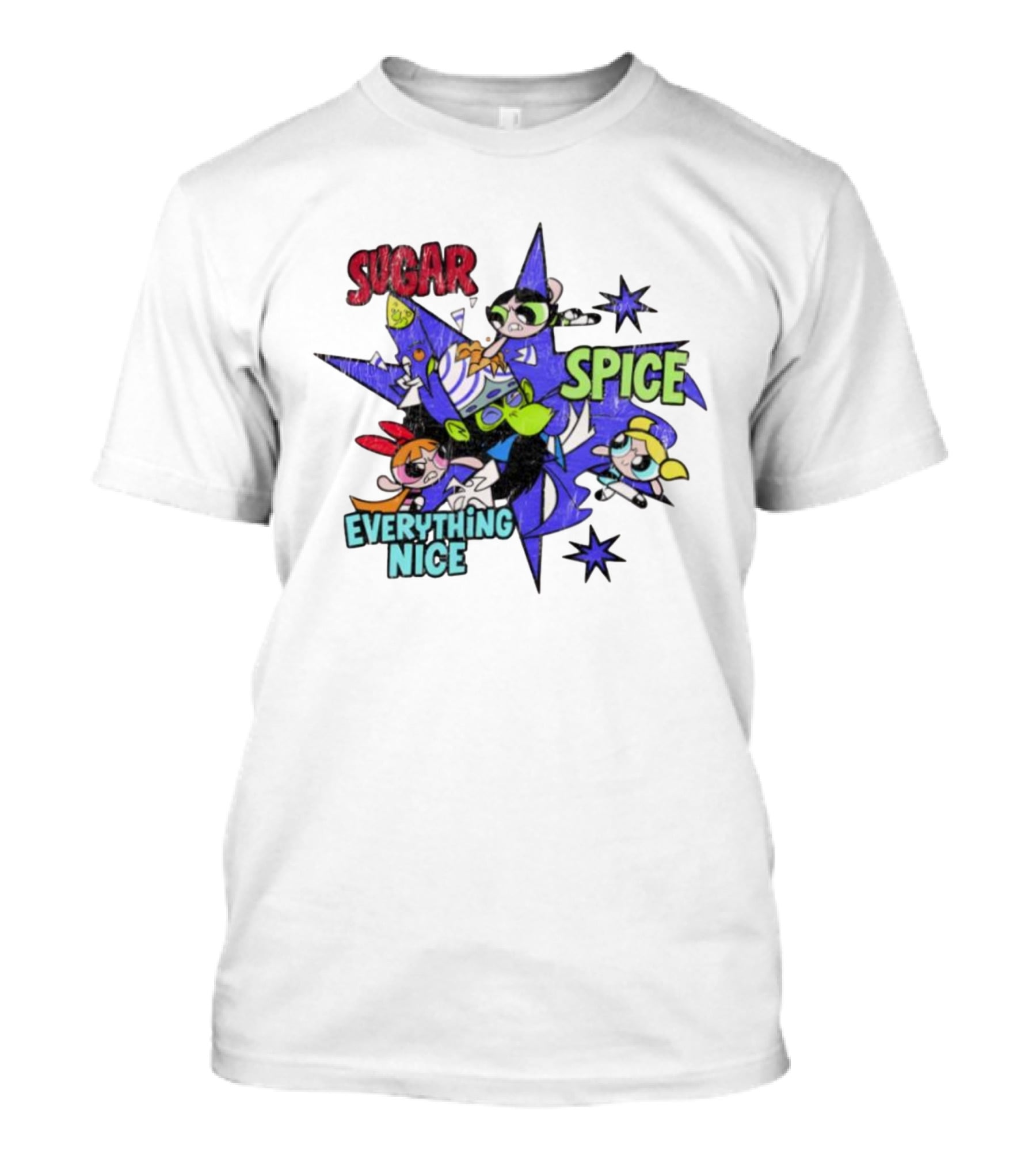 The Powerpuff Girls Sugar Spice Everything Nice Burst Design T-Shirt
