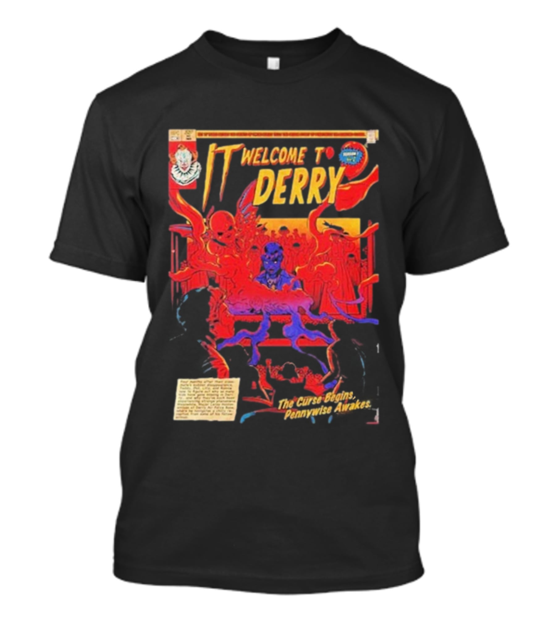 IT Welcome To Derry The Curse Begins Pennywise Awakes Comic Style T-Shirt