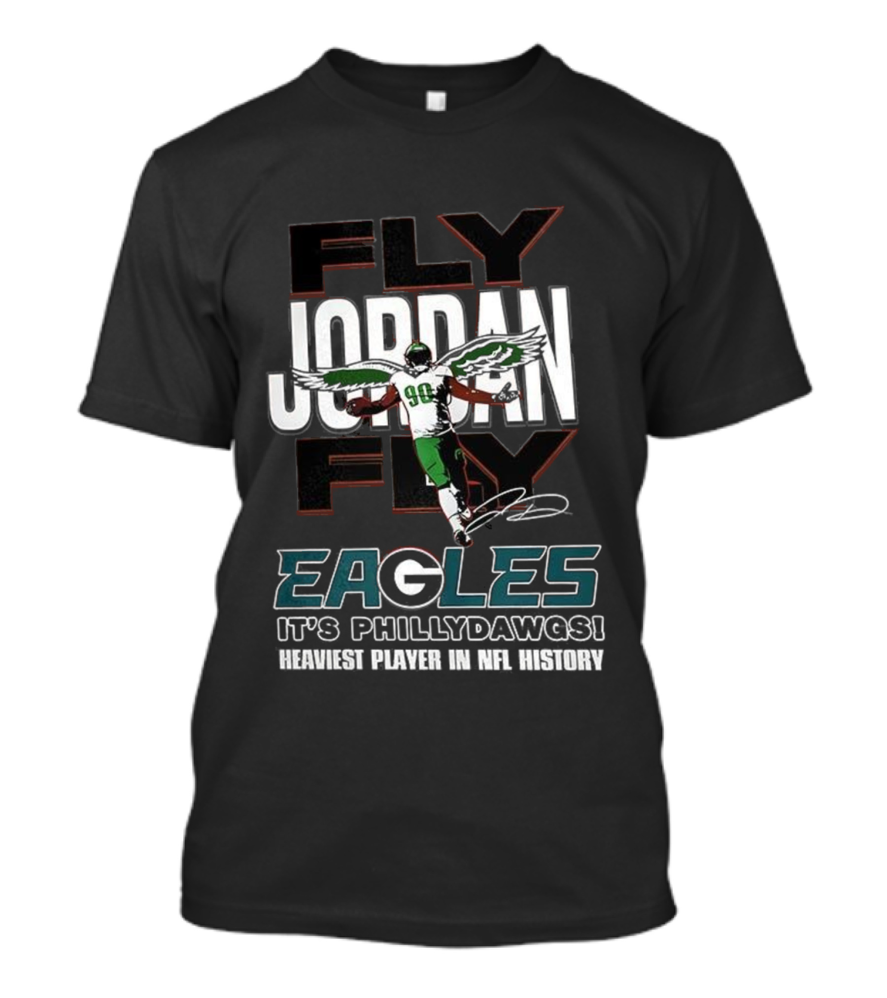 Philadelphia Eagles Jordan Davis Fly Eagles Fly Philly Dawgs 90 T-Shirt