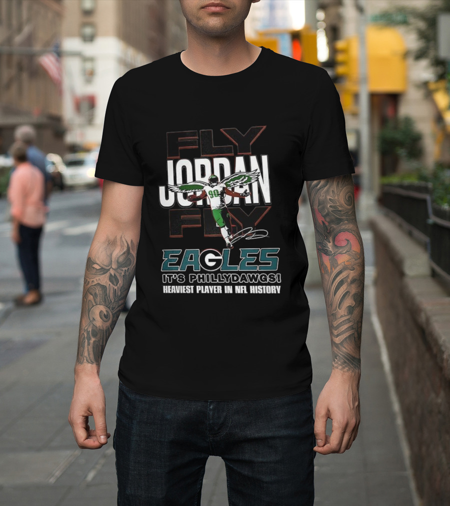 Philadelphia Eagles Jordan Davis Fly Eagles Fly Philly Dawgs 90 T-Shirt