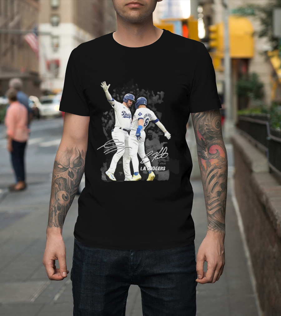 Kiké Hernandez Gavin Lux LA Dodgers Signature Celebration T-Shirt