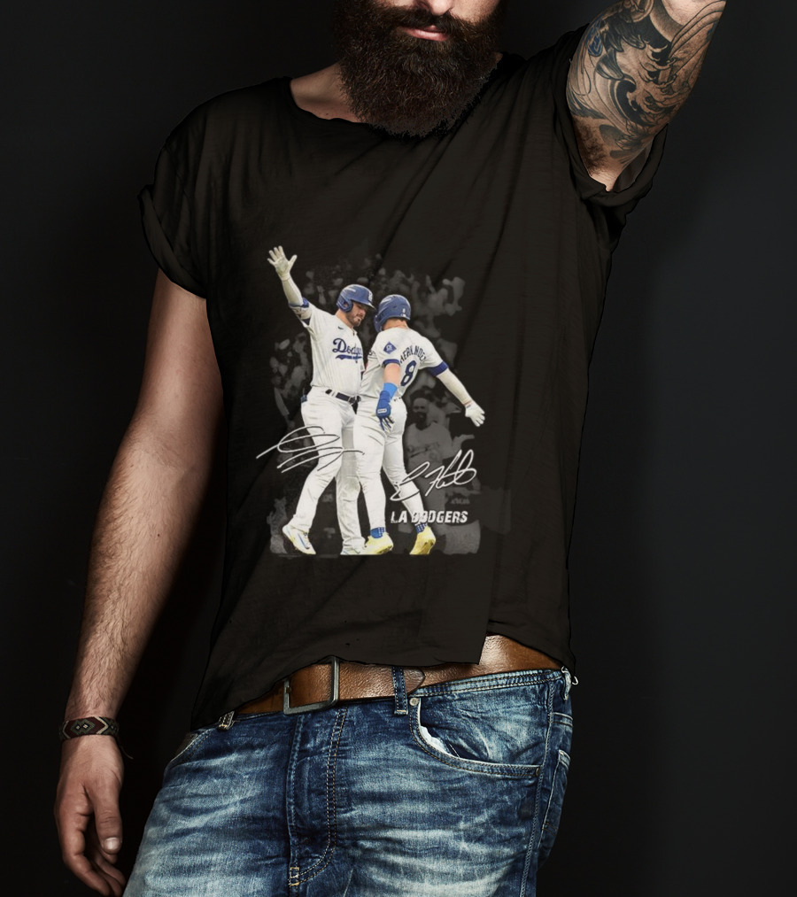 Kiké Hernandez Gavin Lux LA Dodgers Signature Celebration T-Shirt