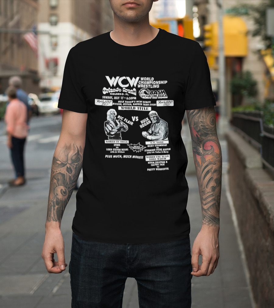 WCW World Championship Wrestling Clash Ric Flair Vs Hulk Hogan Orlando Arena Bash At The Beach T-Shirt