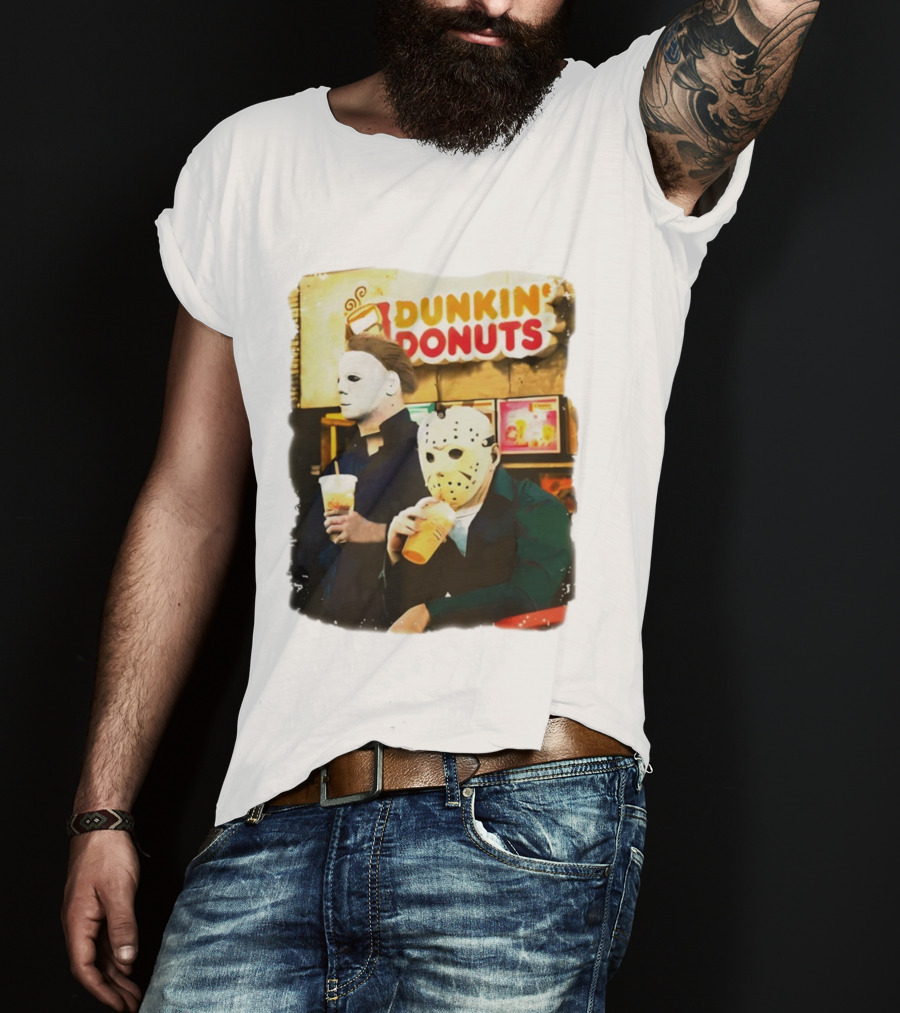 Dunkin Donuts Halloween Michael Jason Horror Movie Funny T-Shirt