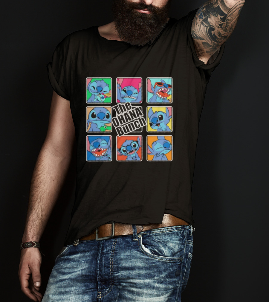 The OHANA Bunch Stitch Nine Panel Grid Colorful Expressions T-Shirt