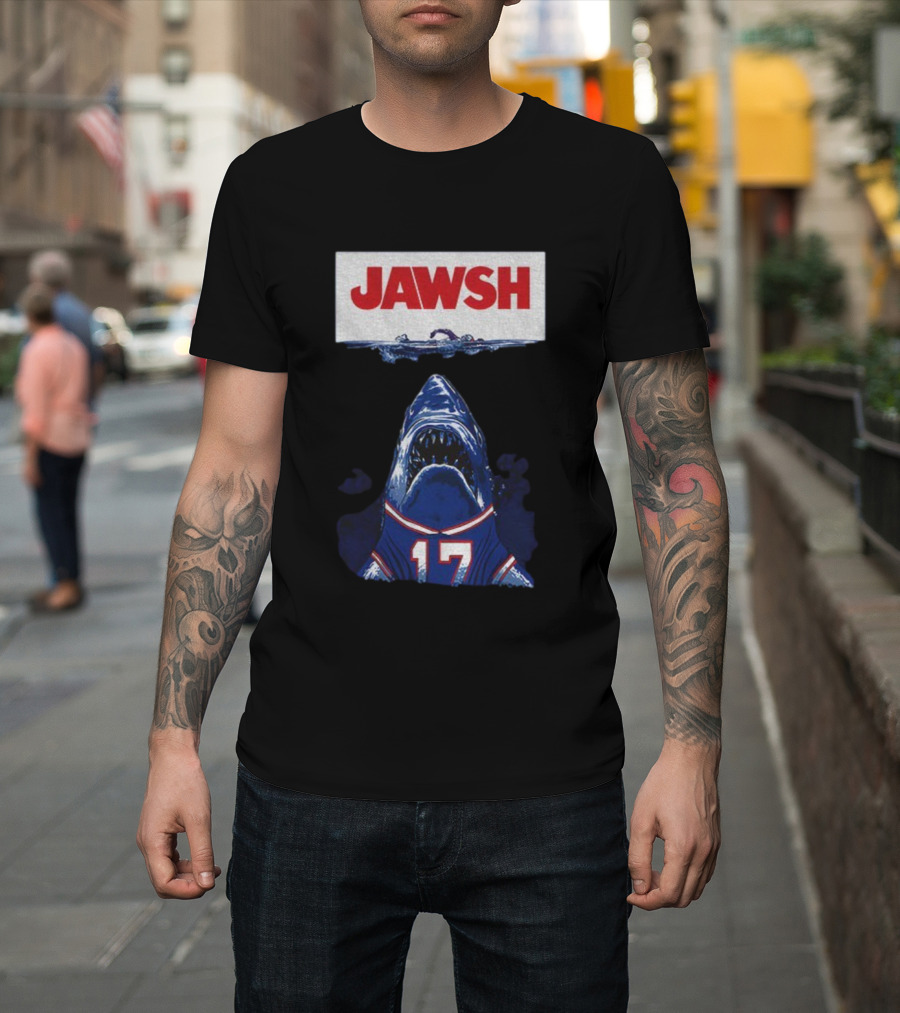 Buffalo Bills Josh Allen 17 Jawsh Jaws Pop Culture Mashup T-Shirt