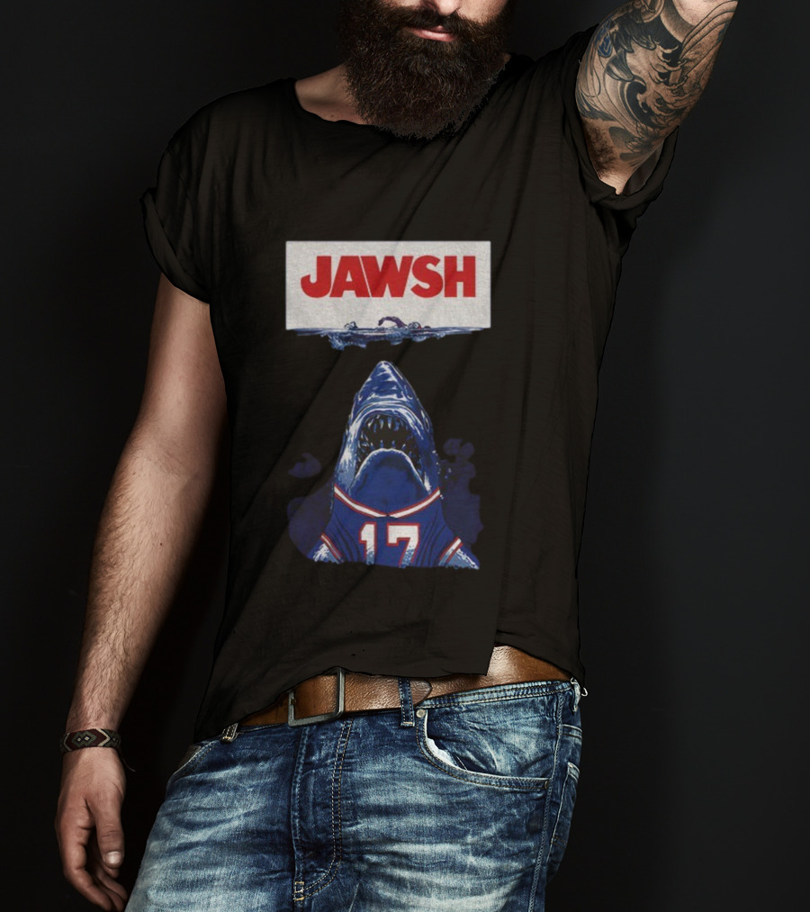 Buffalo Bills Josh Allen 17 Jawsh Jaws Pop Culture Mashup T-Shirt