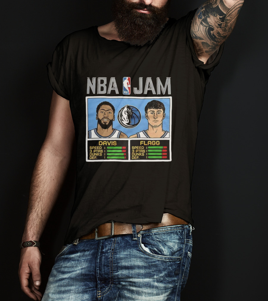 Anthony Davis Cooper Flagg NBA Jam Dallas Mavericks Retro Style T-Shirt