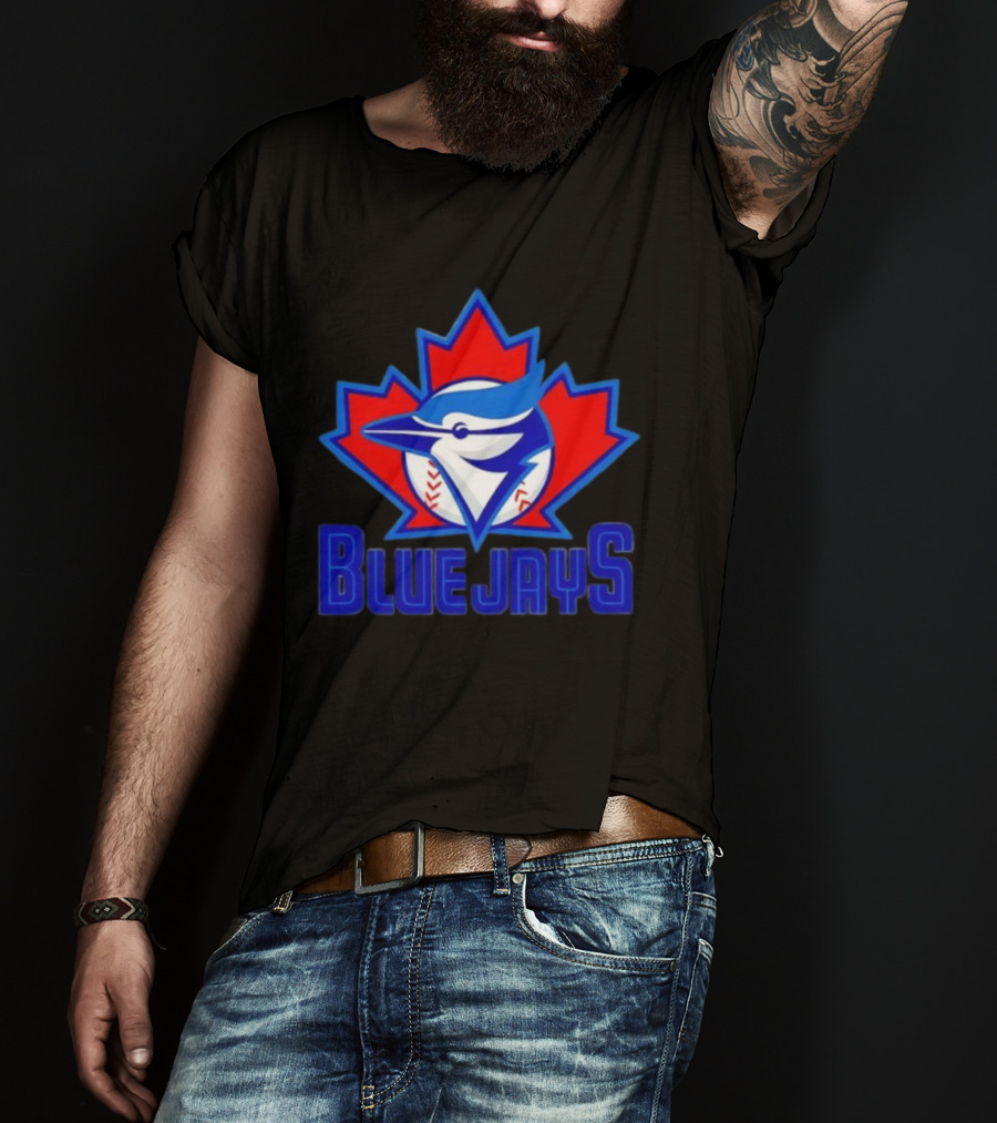 Toronto Blue Jays Emblem In Red Maple Leaf Icon Blue Jays T-Shirt