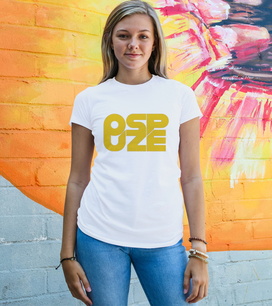 Ospuze Yellow Bold Text Logo T-Shirt