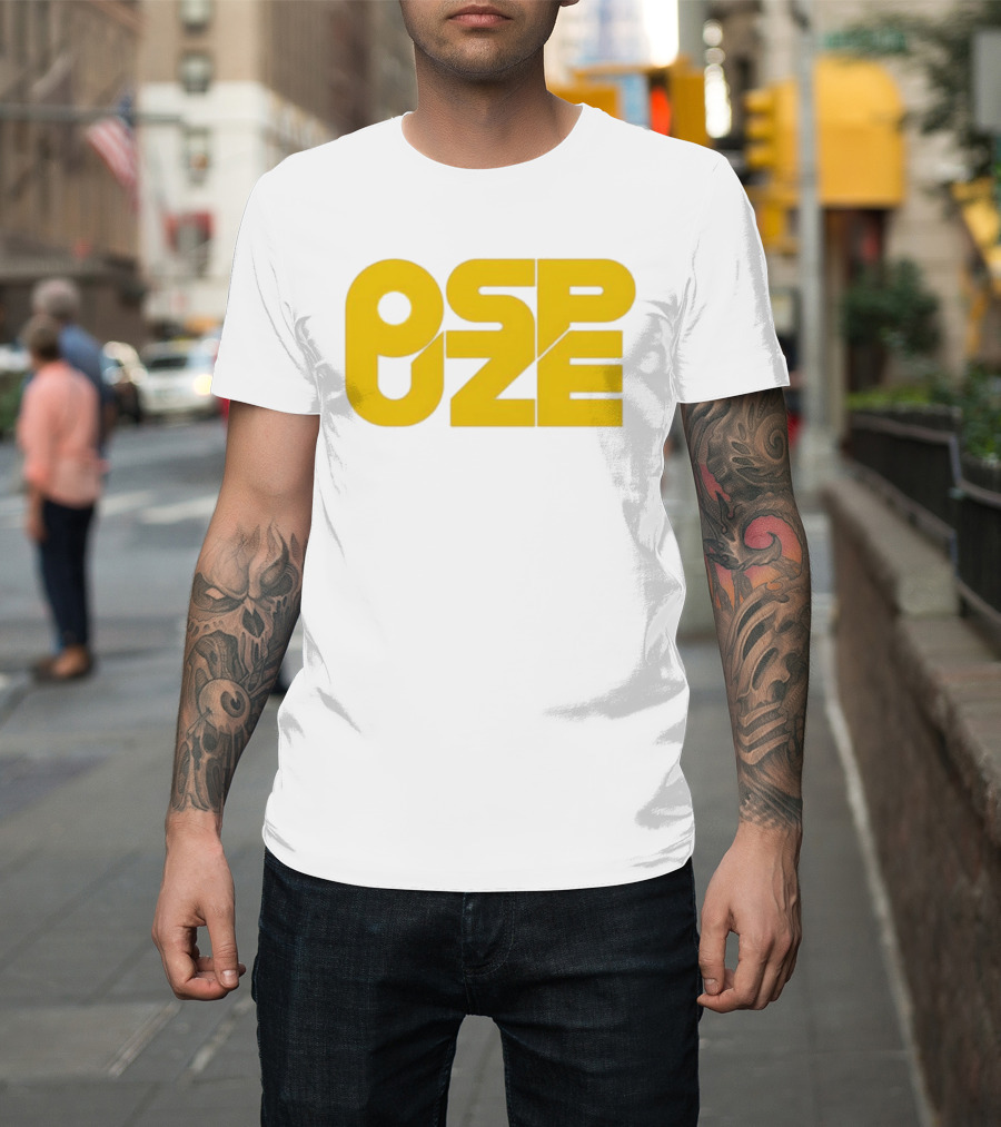 Ospuze Yellow Bold Text Logo T-Shirt