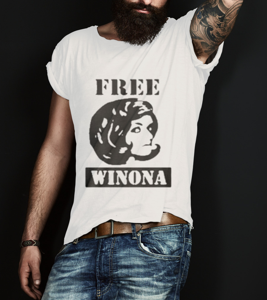 Free Winona Ryder Retro Stencil Style T-Shirt