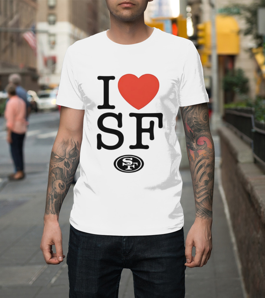 San Francisco 49ers I Love SF Heart Symbol Football Team Logo T-Shirt
