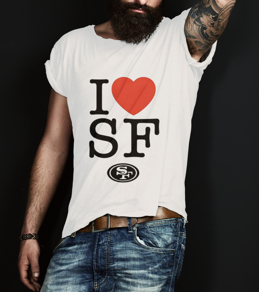 San Francisco 49ers I Love SF Heart Symbol Football Team Logo T-Shirt