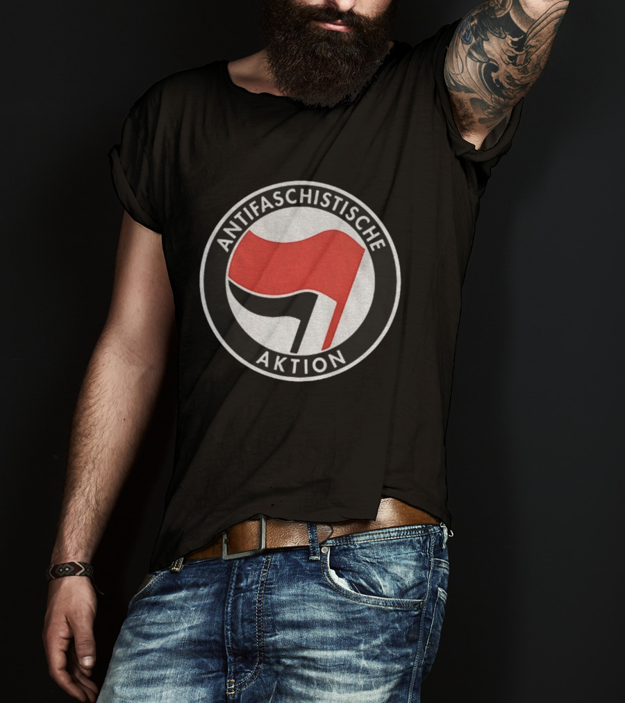 Antifaschistische Aktion Red Black Flags Anti Fascist Symbol T-Shirt