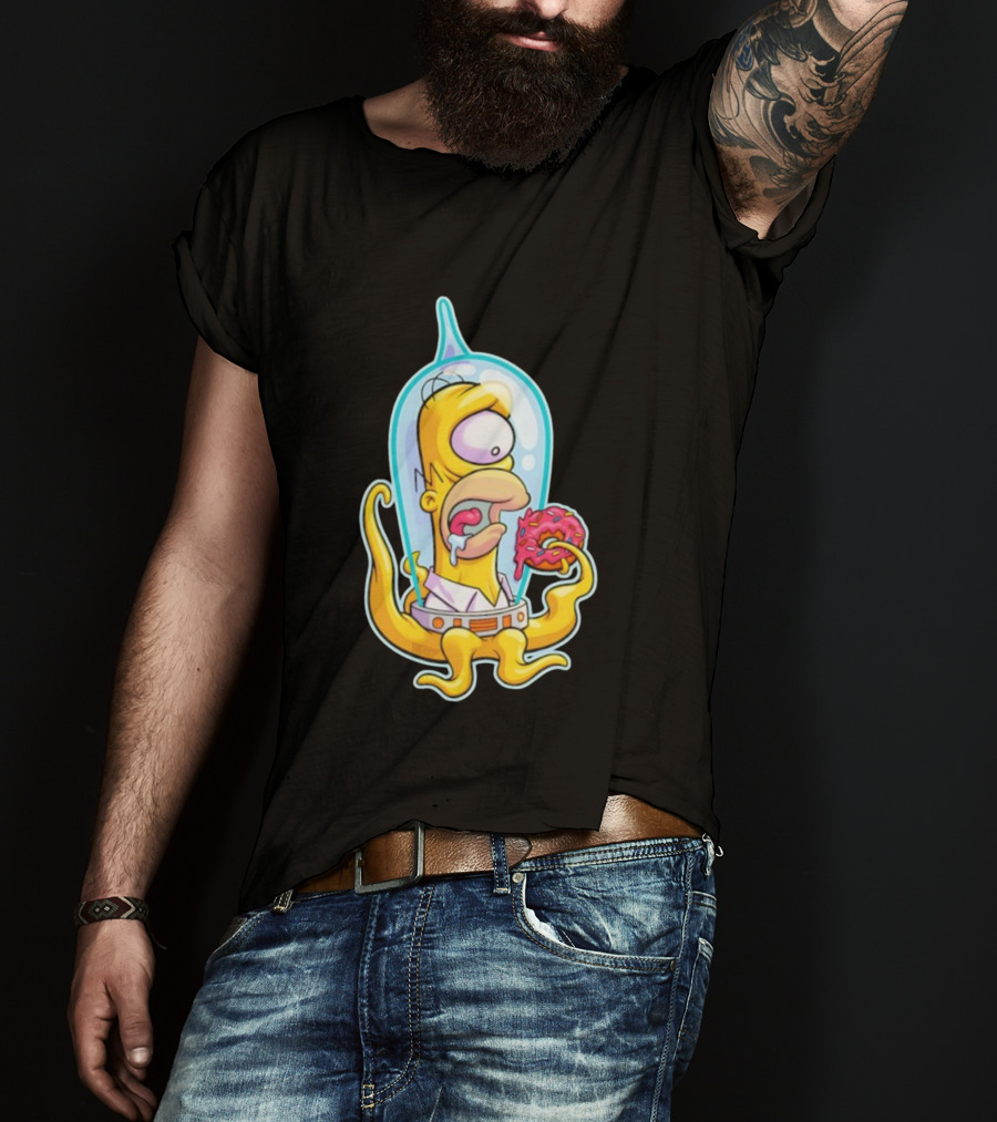 HO-MAR Simpsalien Homer Simpson BeastWreck Halloween Character Donut Space Alien T-Shirt