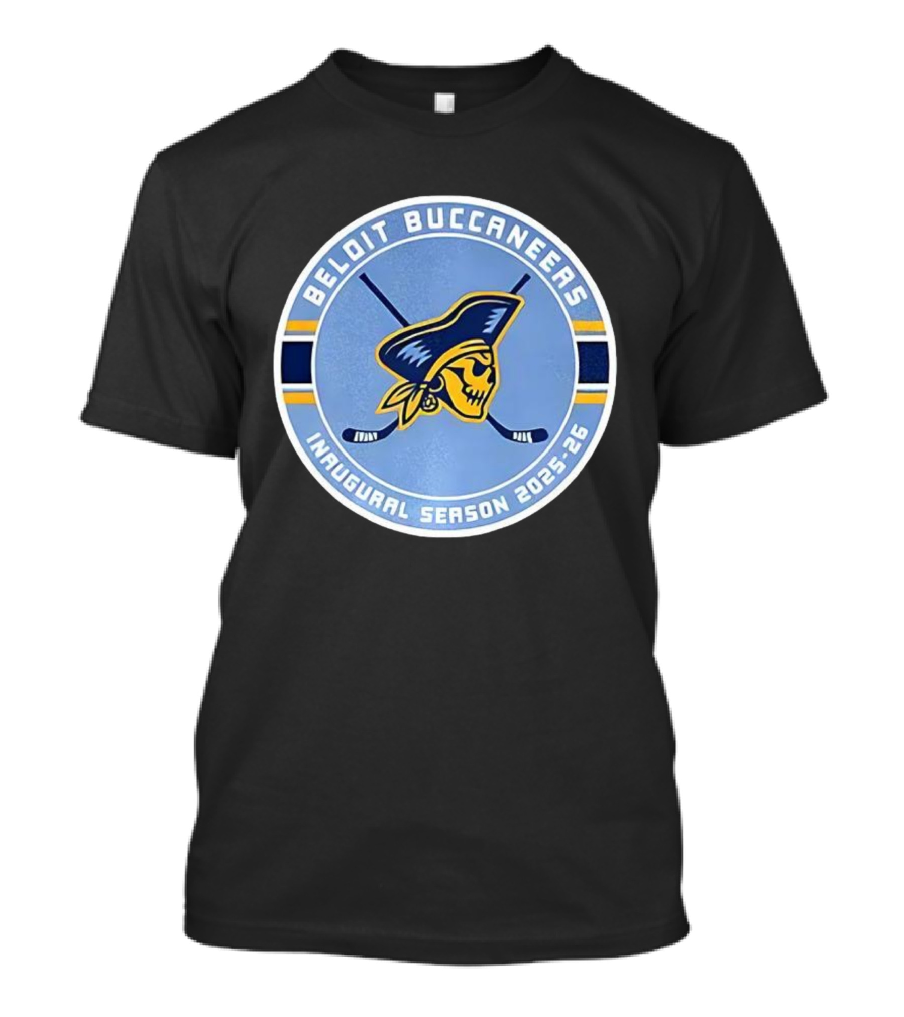 Beloit Buccaneers Inaugural Season 2025-2026 Hockey Team Skull Pirate Logo T-Shirt