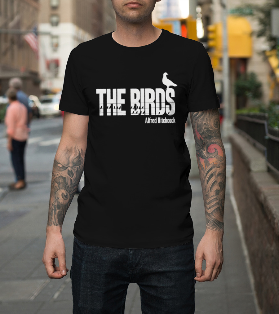 THE BIRDS Alfred Hitchcock Bird Silhouette T-Shirt