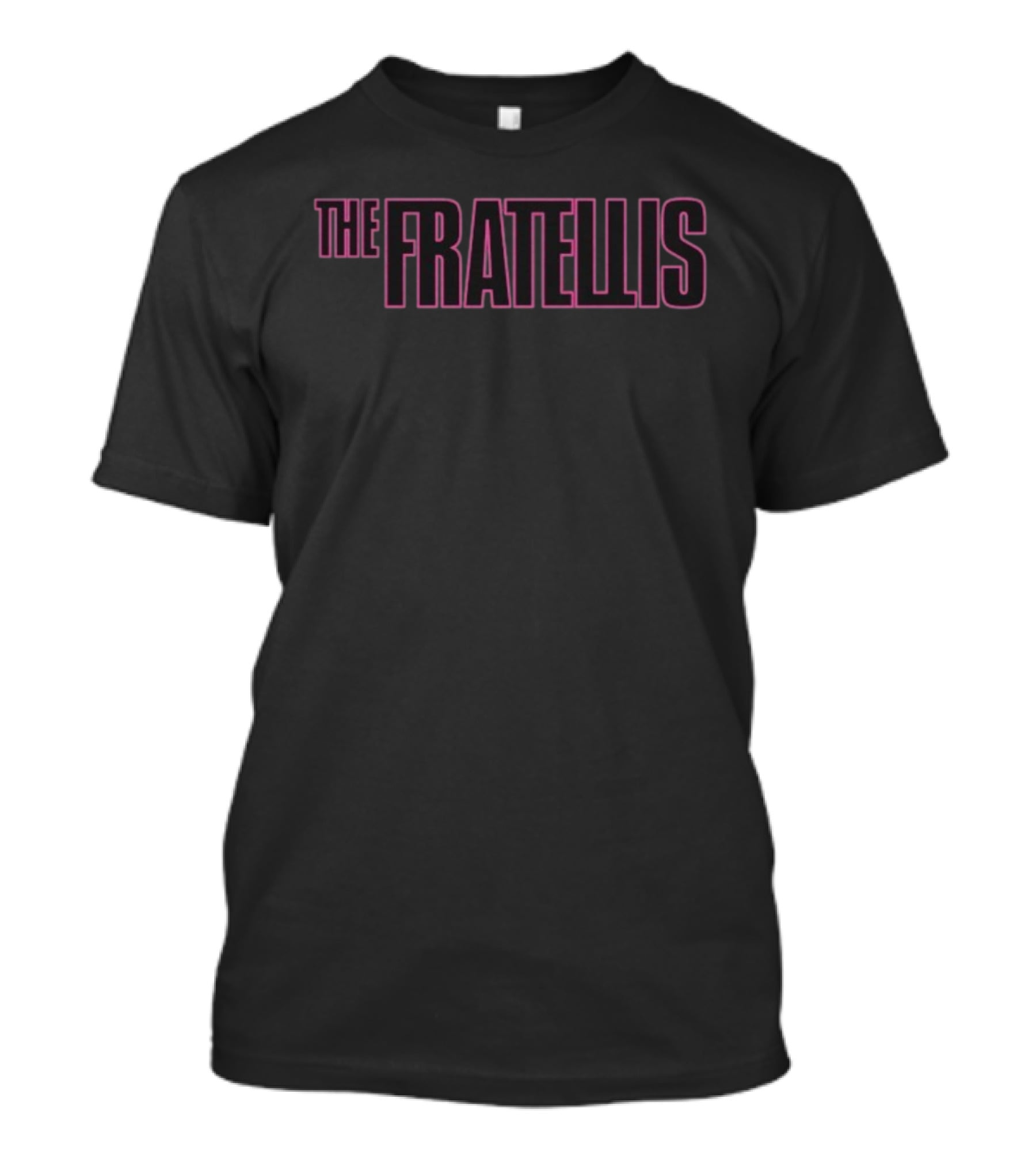 The Fratellis Band Name Text Styled In Bold Black And Pink Outline T-Shirt