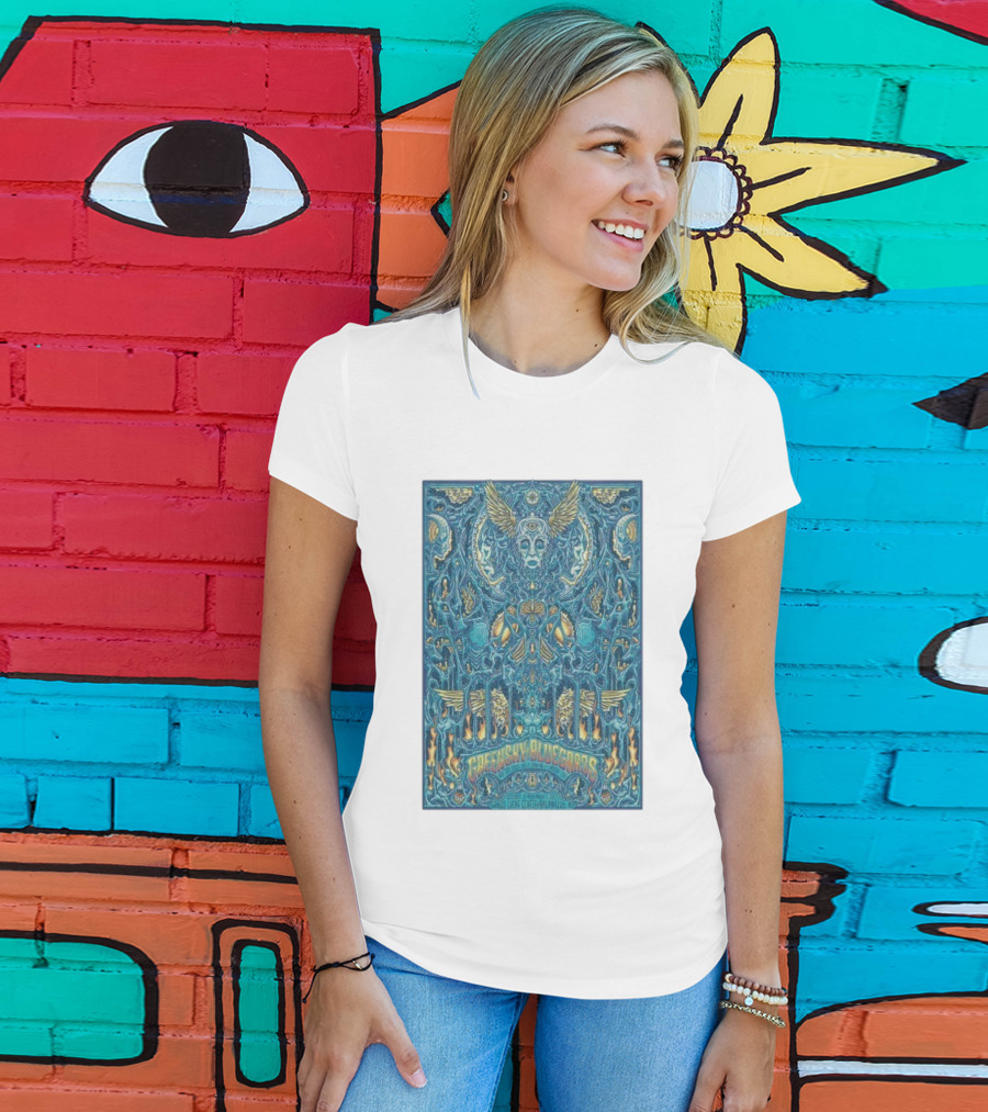 Greensky Bluegrass Halloween Kalamazoo Oct 31 2025 Winged Skull Psychedelic Art T-Shirt