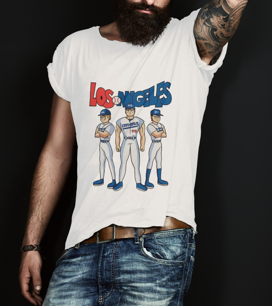 Los Angeles Baseball Z Anime Crossover Characters T-Shirt