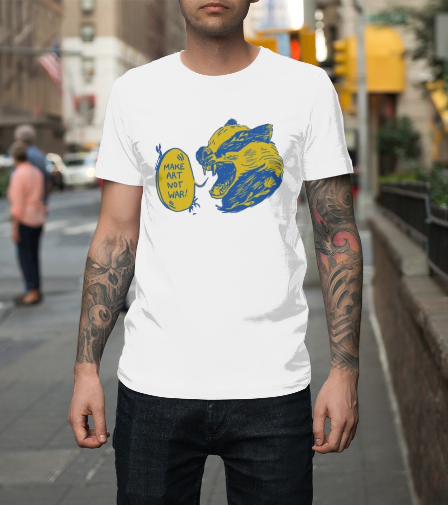 Make Art Not War Angry Wolverine Print T-Shirt