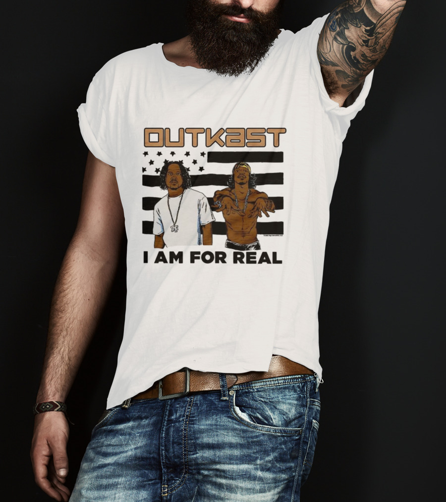 Outkast I Am For Real Flag Comic Style Duo Graphic T-Shirt
