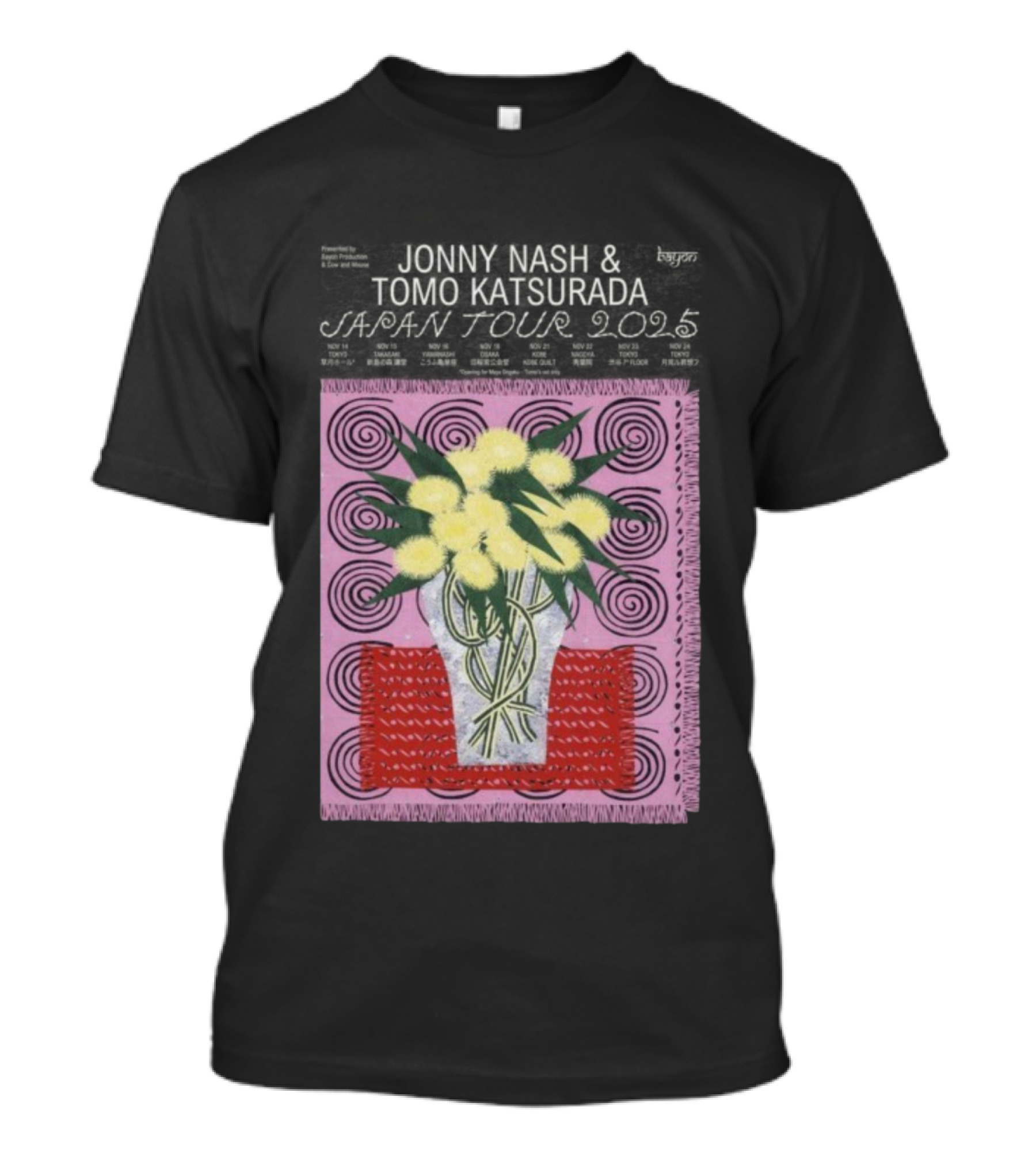 Tomo Katsurada X Jonny Nash Japan Tour 2025 Flowers Vase Art T-Shirt