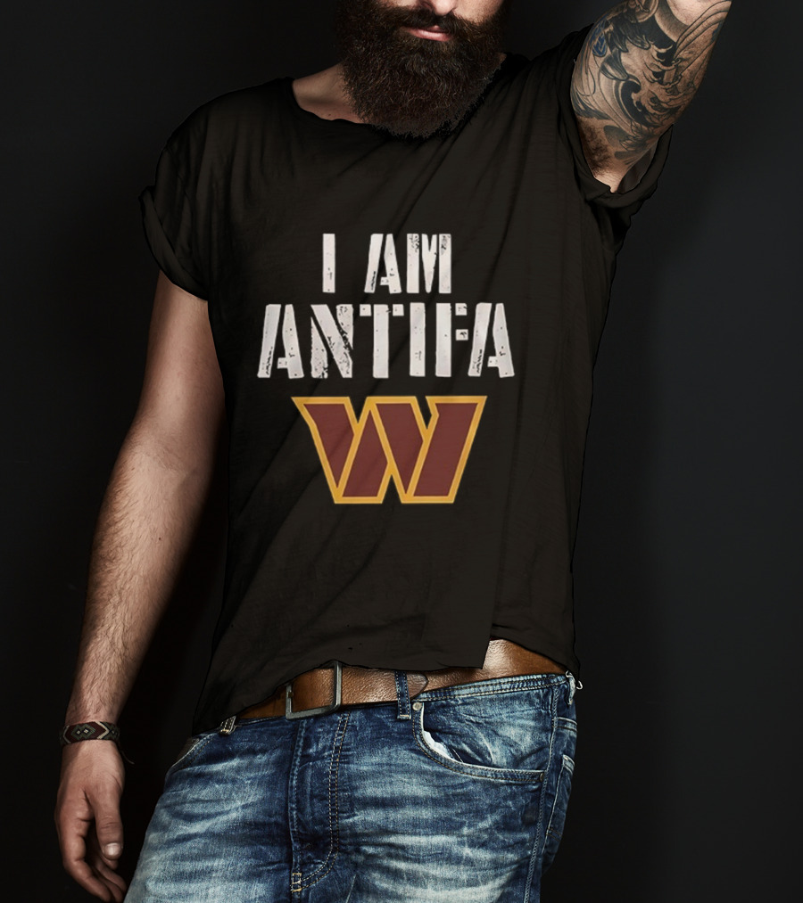 I AM ANTIFA Washington Commanders Against Fascism T-Shirt
