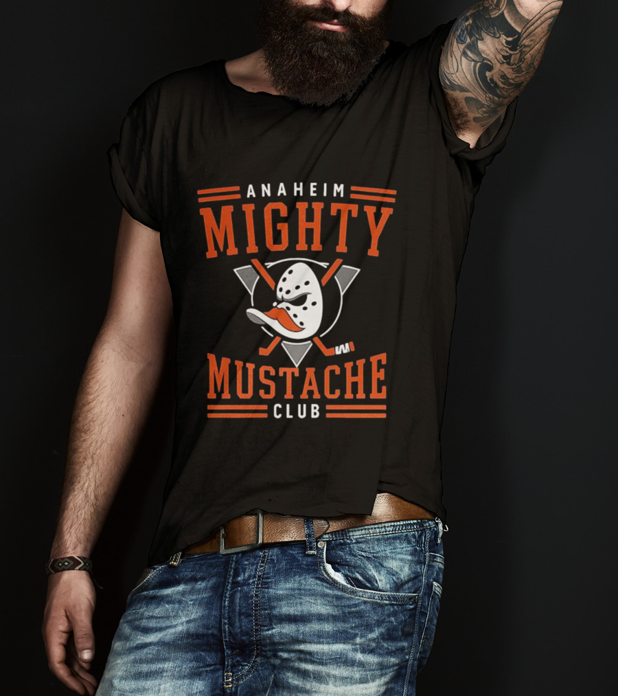 Anaheim Mighty Mustache Club Ducks Hockey Mask T-Shirt