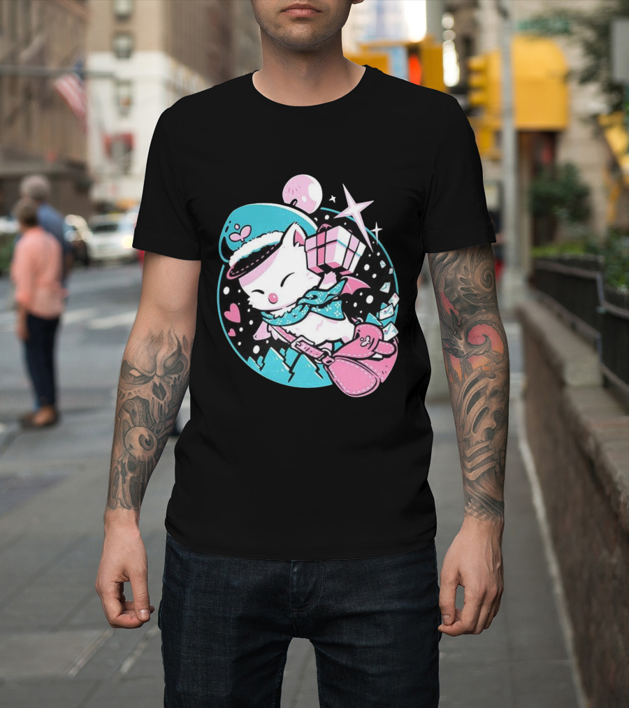 Delivery Moogle A Package For You Kawaii Pink And Teal Starry Sky T-Shirt