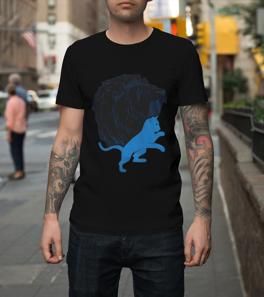 Detroit Lions National Cat Day NFL Football 2025 Iconic Lion and Cat T-Shirt