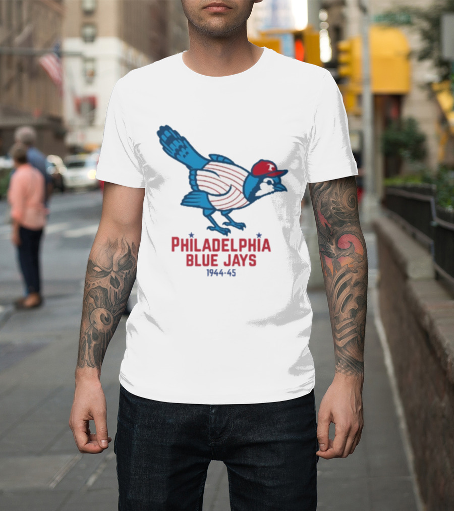 Philadelphia Blue Jays 1944-1945 Mascot Collaboration Phillies Blue Jays T-Shirt