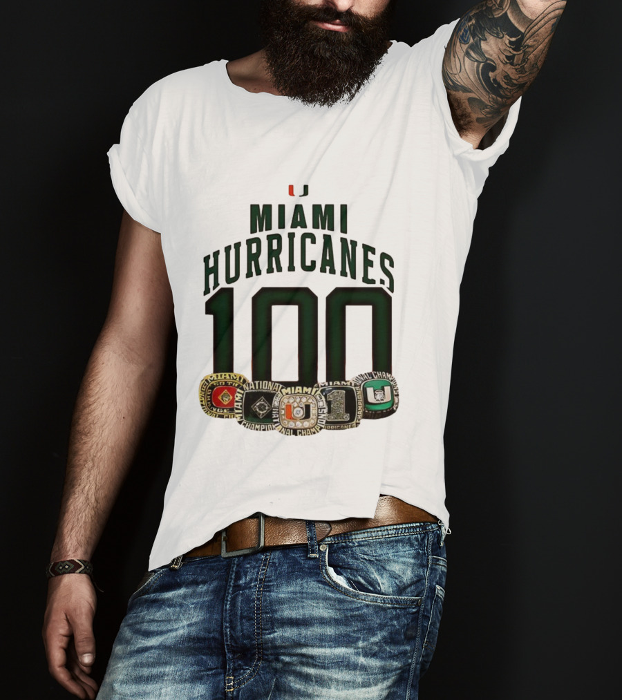 Miami Hurricanes 100 National Champions Rings T-Shirt