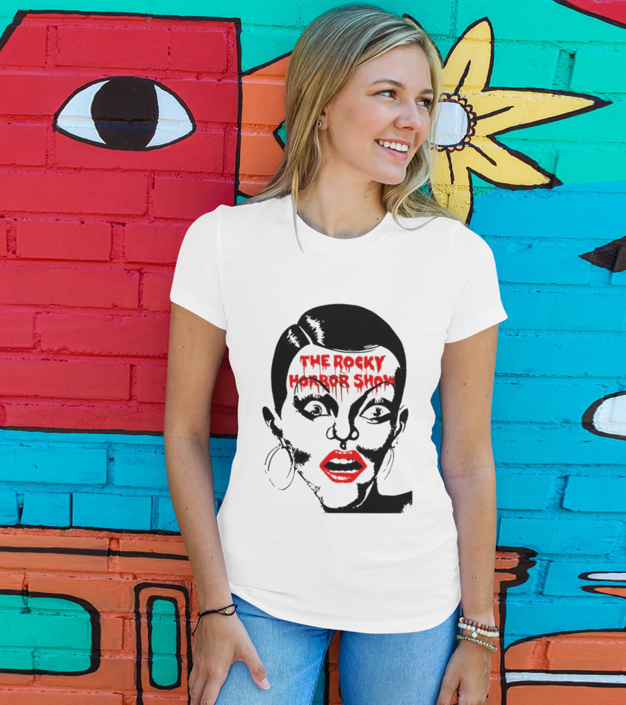 The Rocky Horror Show Dripping Text Vintage 70s Red Lips Graphic T-Shirt