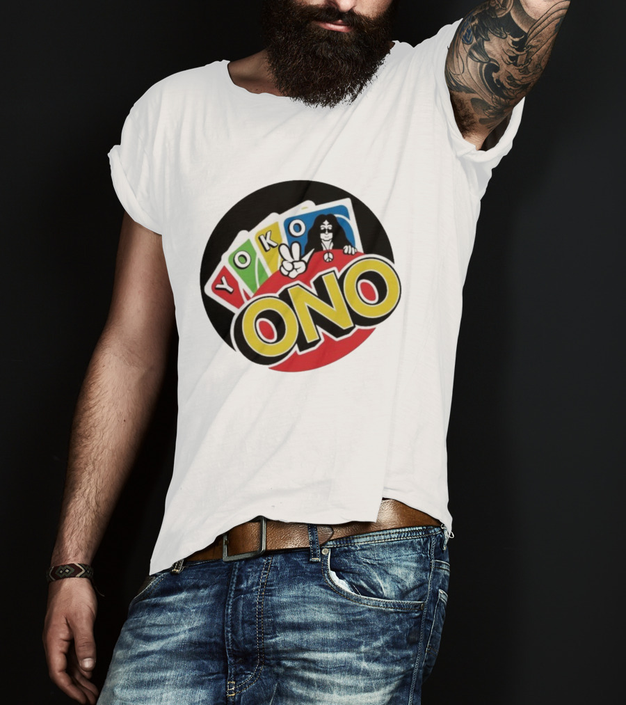 Yoko Ono Uno Peace Sign Card Game Mashup T-Shirt