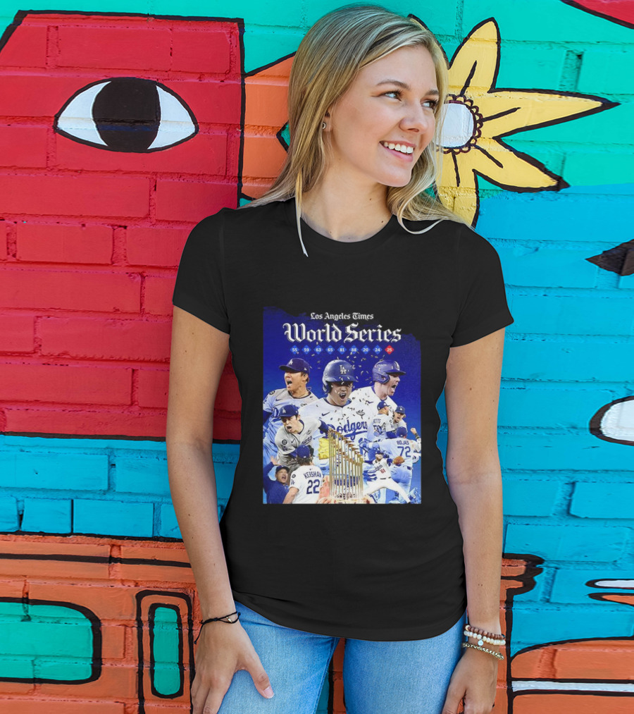 Los Angeles Dodgers World Series Champions 2025 Celebration With Iconic Moments And Championship Years T-Shirt