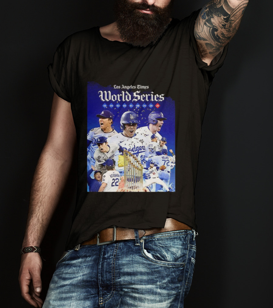 Los Angeles Dodgers World Series Champions 2025 Celebration With Iconic Moments And Championship Years T-Shirt
