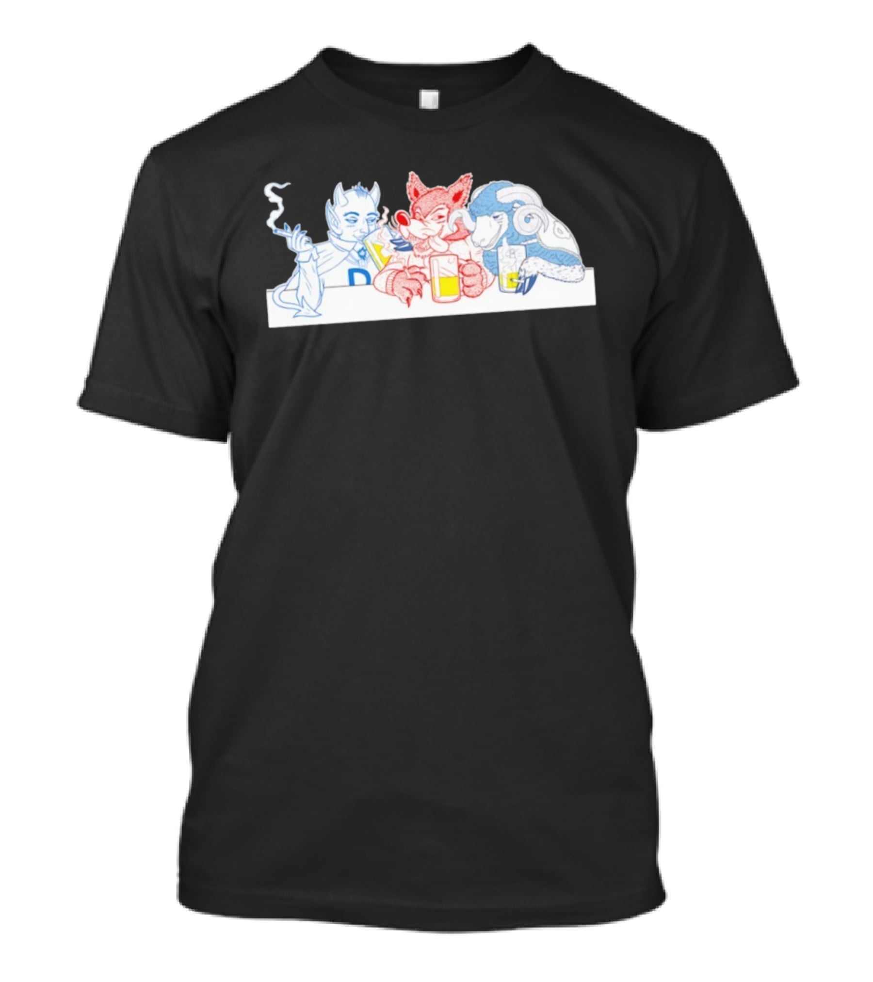 Duke Blue Devils North Carolina State Wolfpack Tar Heels Mascot Drinking Trio T-Shirt