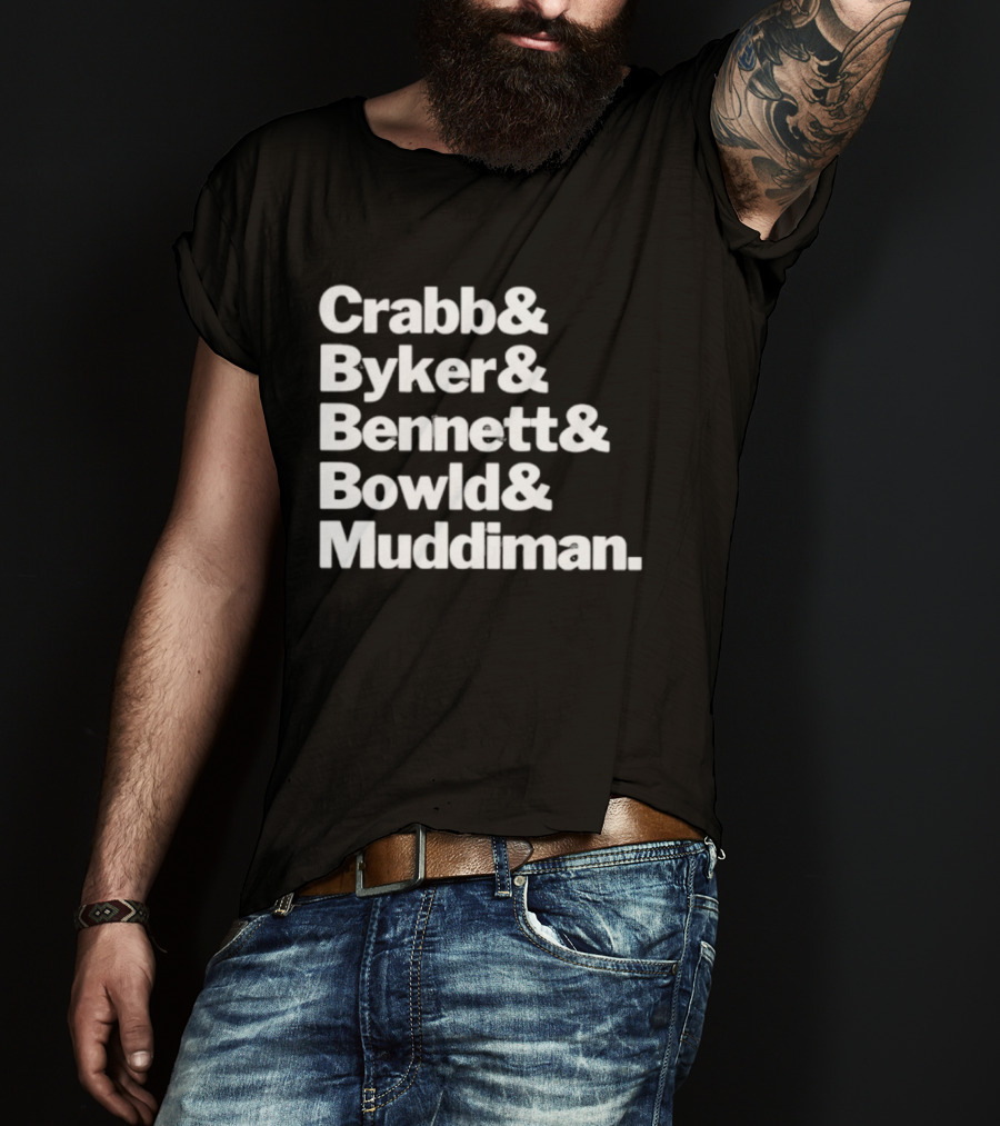 Crabb Byker Bennett Bowld Muddiman Iconic Names List T-Shirt